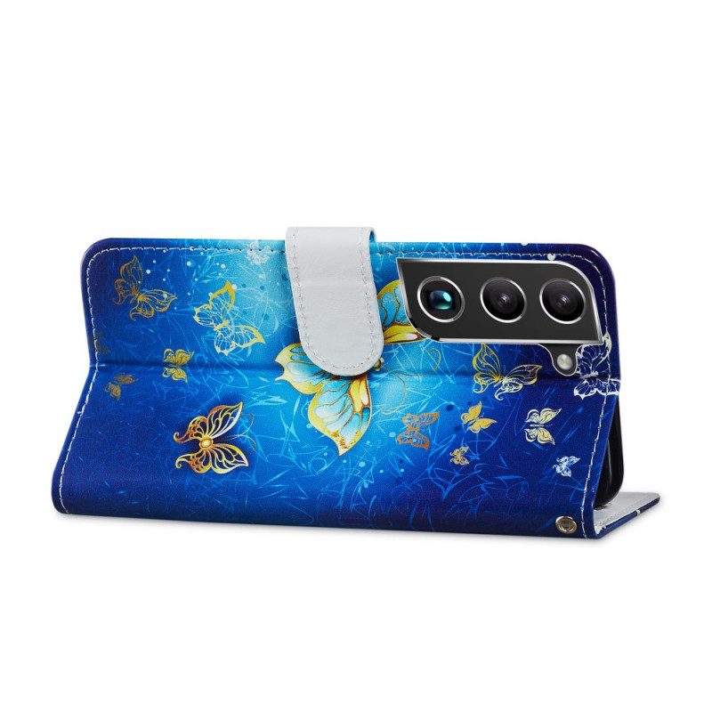 Custodia in pelle Samsung Galaxy S22 5G Volo Di Farfalle