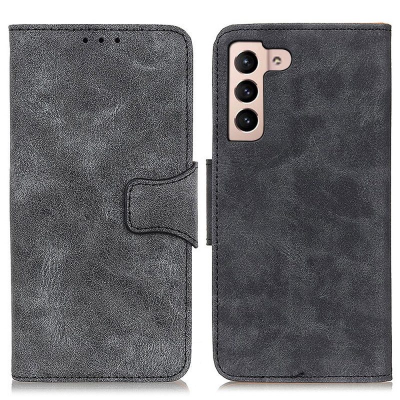 Folio Cover Samsung Galaxy S22 5G Crosta D'epoca In Pelle
