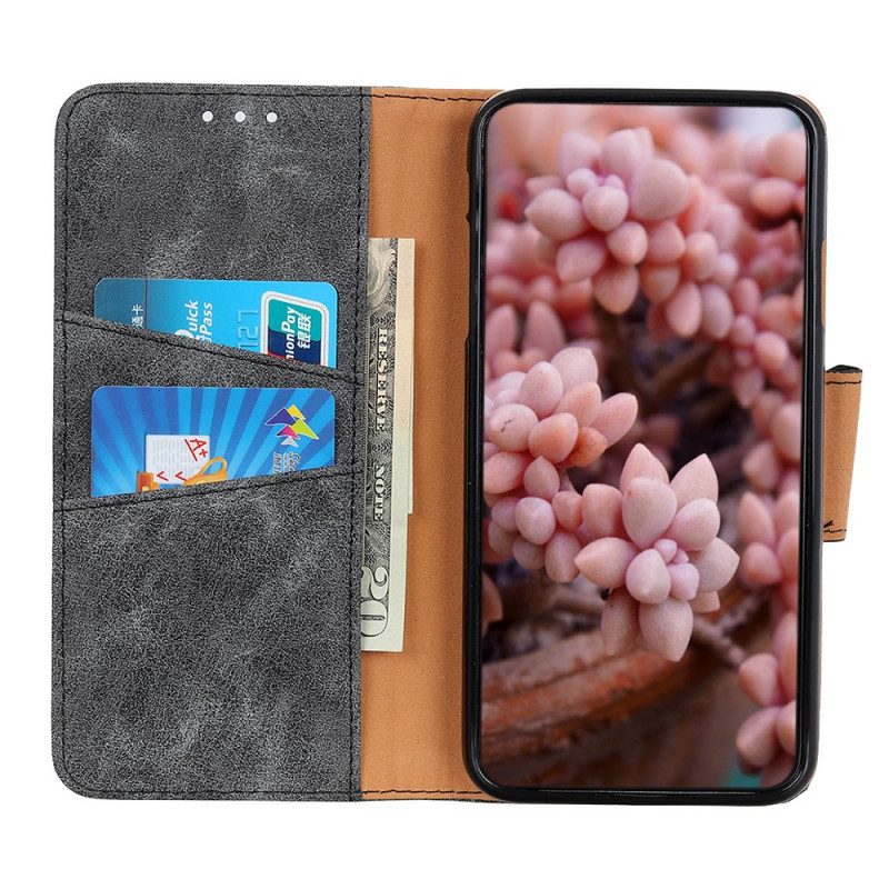 Folio Cover Samsung Galaxy S22 5G Crosta D'epoca In Pelle