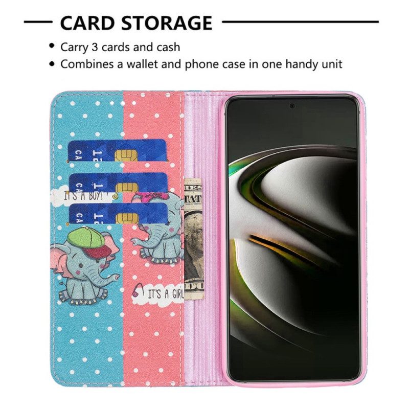 Folio Cover Samsung Galaxy S22 5G Custodia in pelle Elefantini