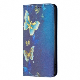 Folio Cover Samsung Galaxy S22 5G Custodia in pelle Farfalle Colorate