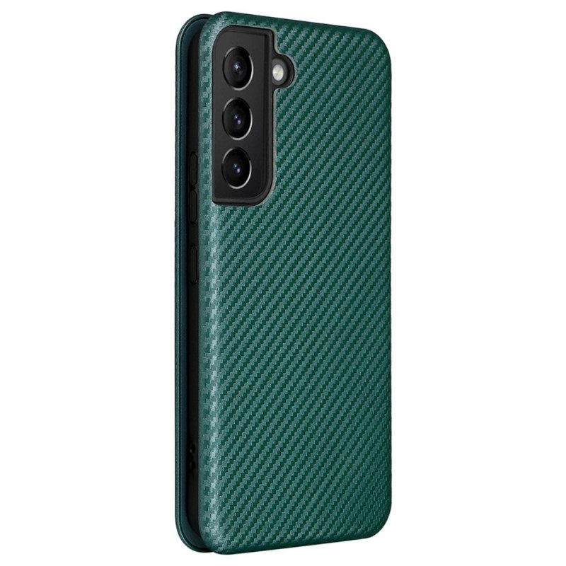 Folio Cover Samsung Galaxy S22 5G Custodia in pelle Fibra Di Carbonio