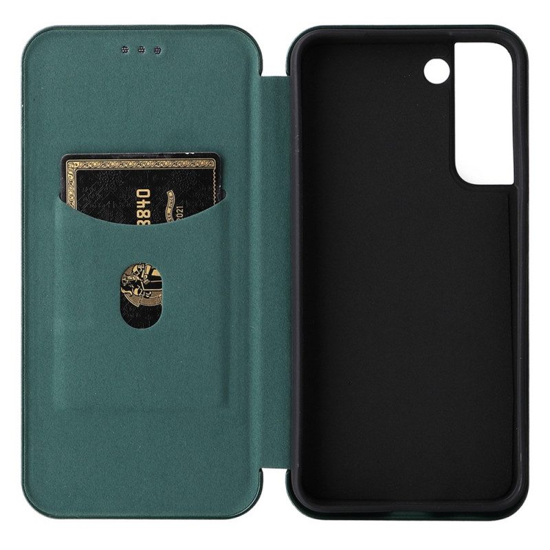 Folio Cover Samsung Galaxy S22 5G Custodia in pelle Fibra Di Carbonio