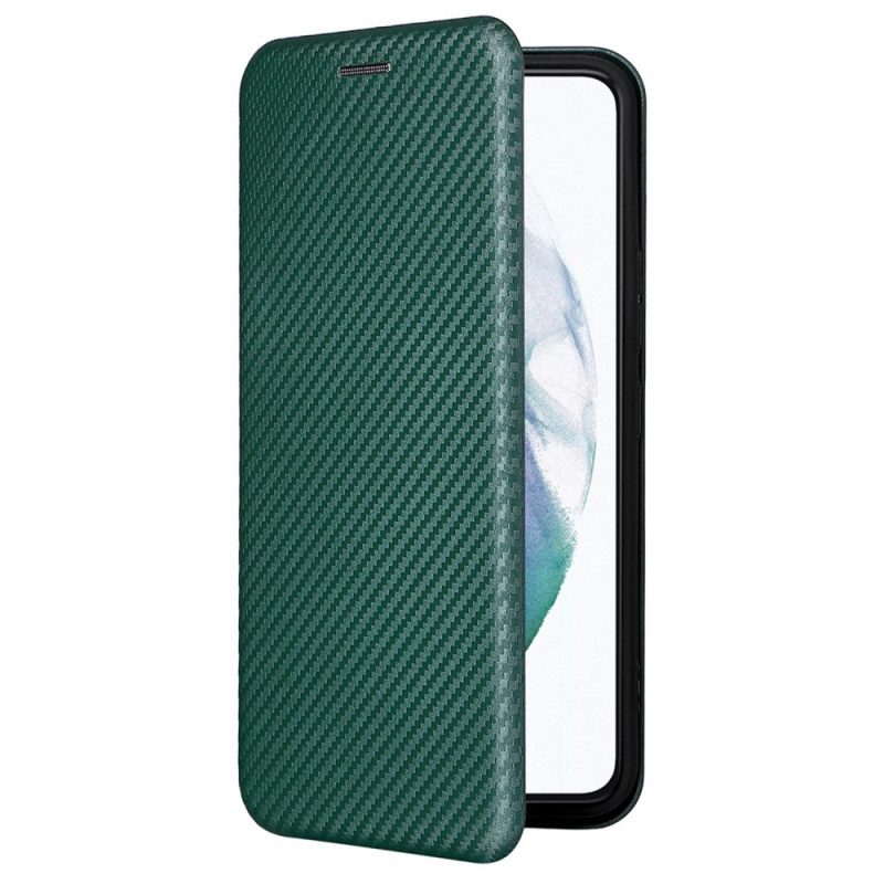 Folio Cover Samsung Galaxy S22 5G Custodia in pelle Fibra Di Carbonio