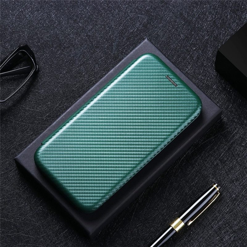 Folio Cover Samsung Galaxy S22 5G Custodia in pelle Fibra Di Carbonio