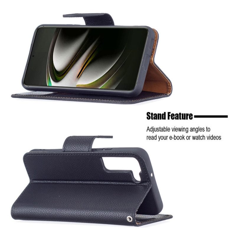 Folio Cover Samsung Galaxy S22 5G Custodia in pelle Litchi Rabat Obliquo
