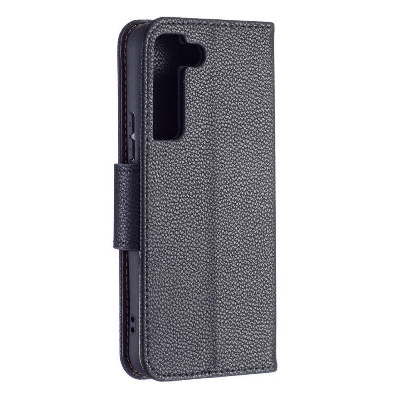 Folio Cover Samsung Galaxy S22 5G Custodia in pelle Litchi Rabat Obliquo
