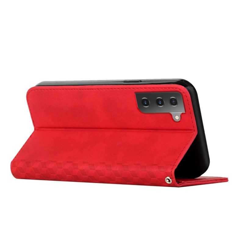Folio Cover Samsung Galaxy S22 5G Custodia in pelle Stile In Pelle Con Trama A Diamante
