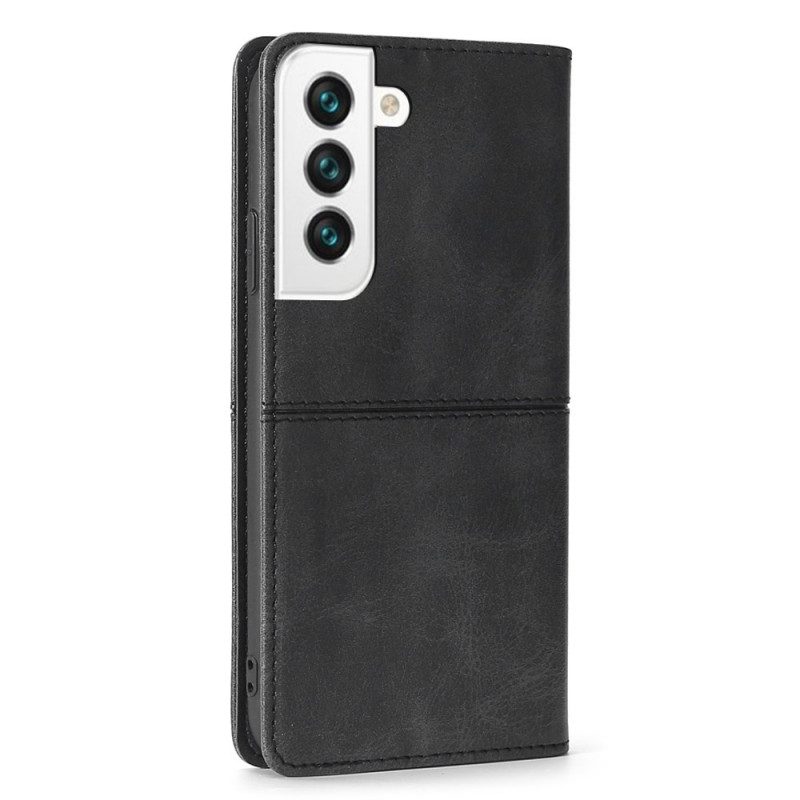 Folio Cover Samsung Galaxy S22 5G Custodia in pelle Stile Couture In Pelle