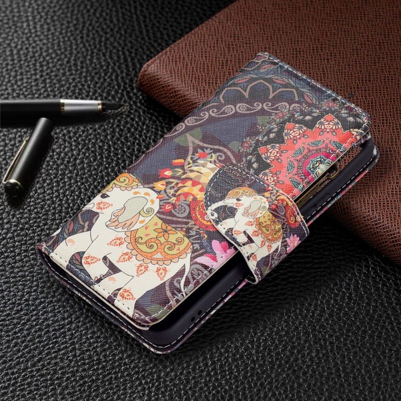 Folio Cover Samsung Galaxy S22 5G Tasca Con Zip A Forma Di Elefante