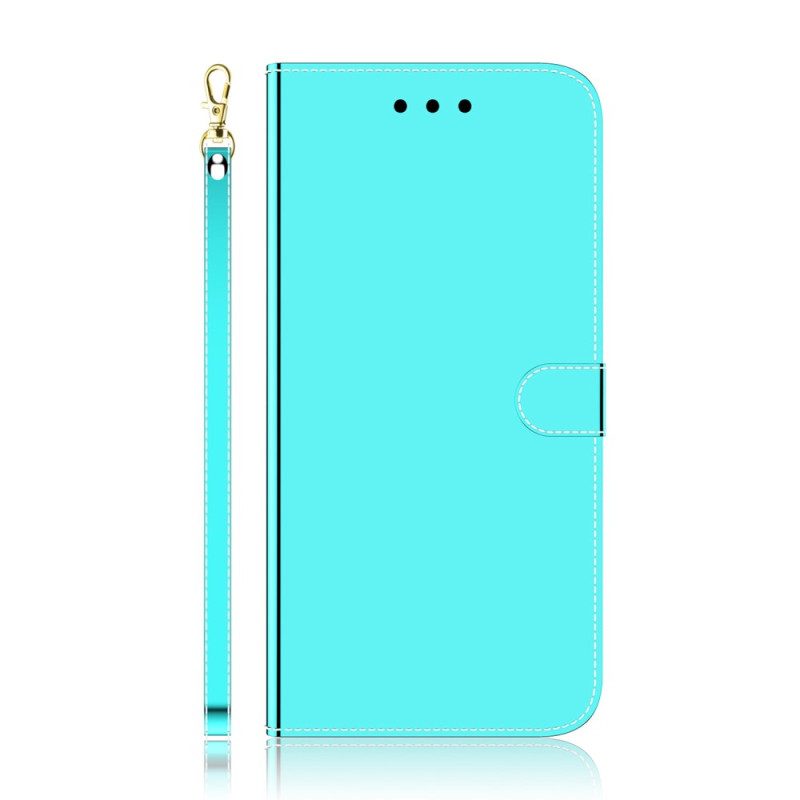 Custodia in pelle Oppo Reno 8 Lite Finta Pelle A Specchio Con Cinturino