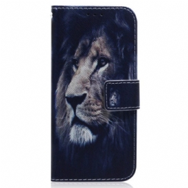 Custodia in pelle Oppo Reno 8 Lite Leone Sognante