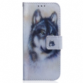 Custodia in pelle Oppo Reno 8 Lite Lupo Dell'acquerello