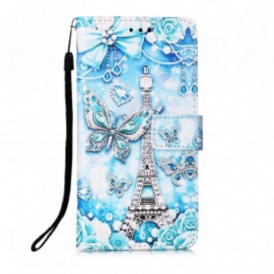Custodia A Portafoglio Samsung Galaxy A22 Cinturino A Farfalla Della Torre Eiffel