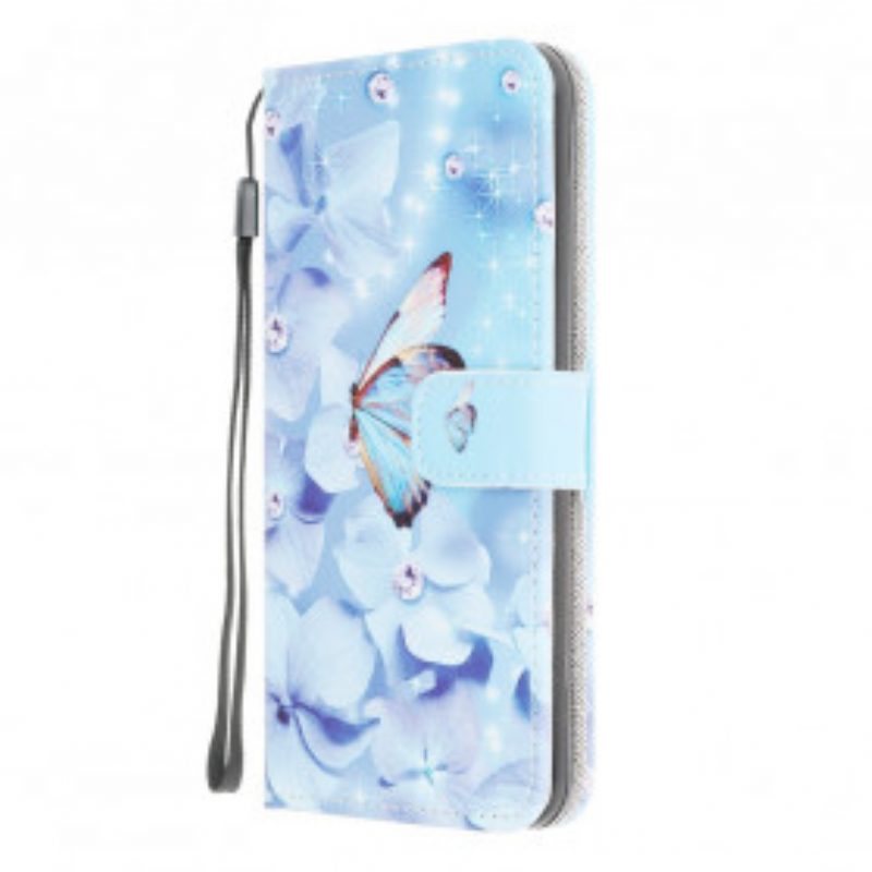 Custodia A Portafoglio Samsung Galaxy A22 Farfalle Di Diamanti Strappy
