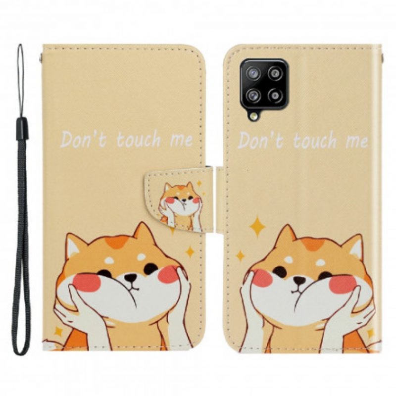 Custodia A Portafoglio Samsung Galaxy A22 Gatto Non Toccarmi Con La Cinghia