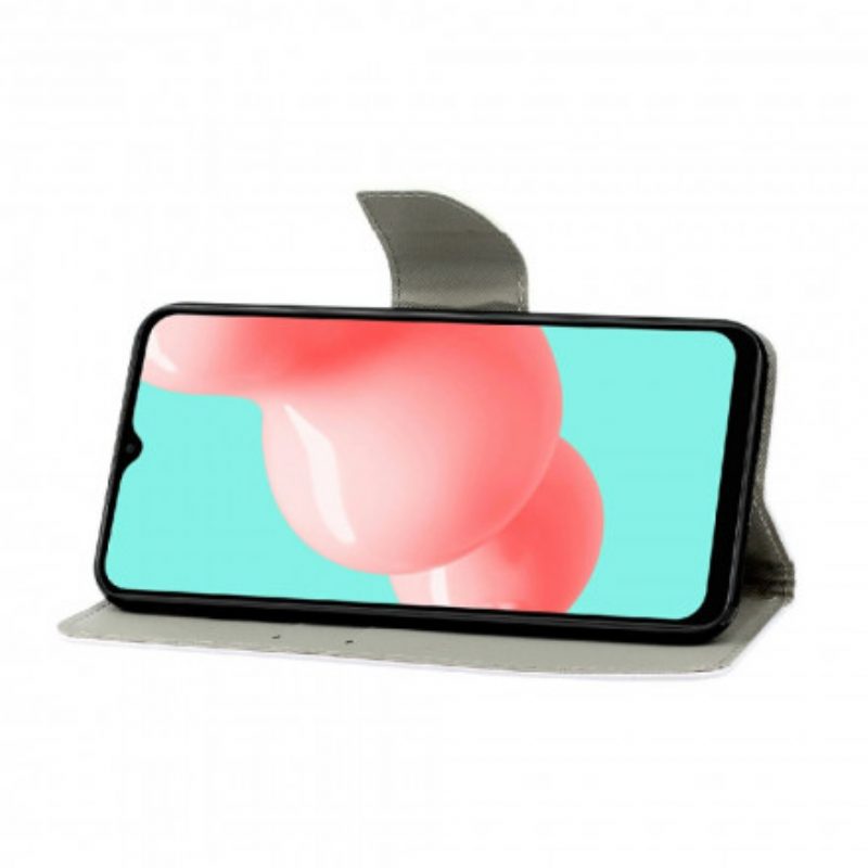 Custodia A Portafoglio Samsung Galaxy A22 Gatto Non Toccarmi Con La Cinghia