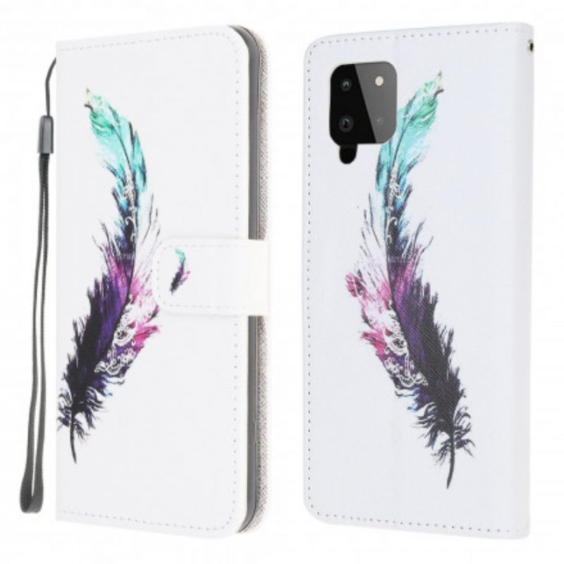 Custodia A Portafoglio Samsung Galaxy A22 Piuma Con Cordino