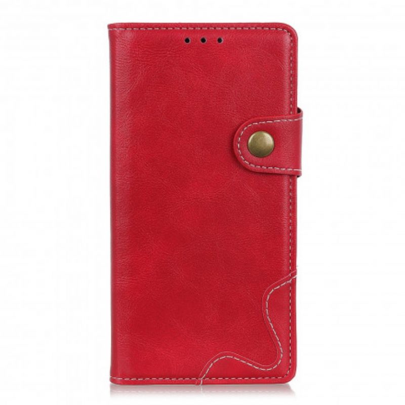 Custodia in pelle Samsung Galaxy A22 Bottone Artistico E Cuciture