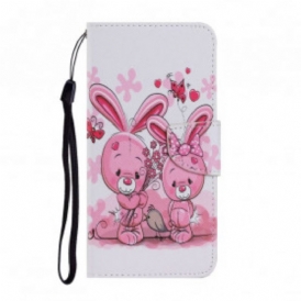 Custodia in pelle Samsung Galaxy A22 Conigli