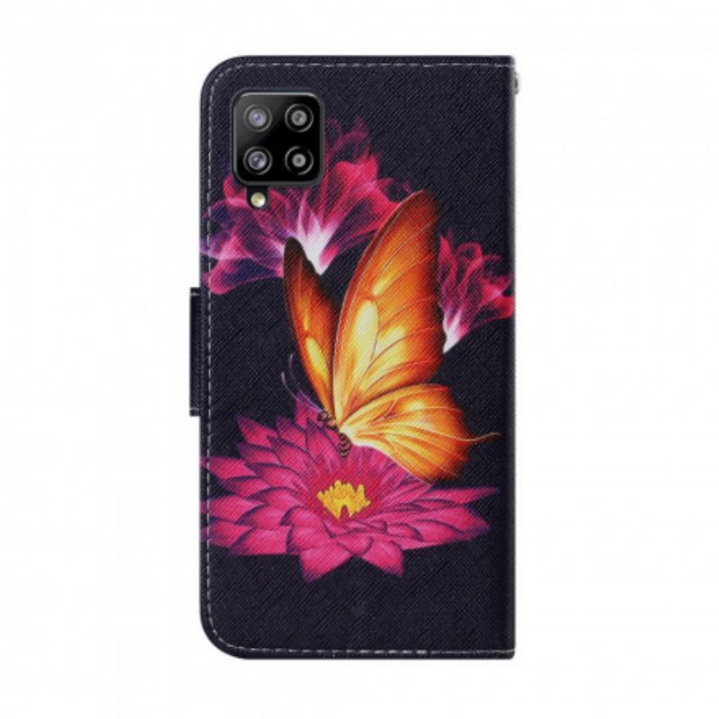 Custodia in pelle Samsung Galaxy A22 Farfalla E Loto