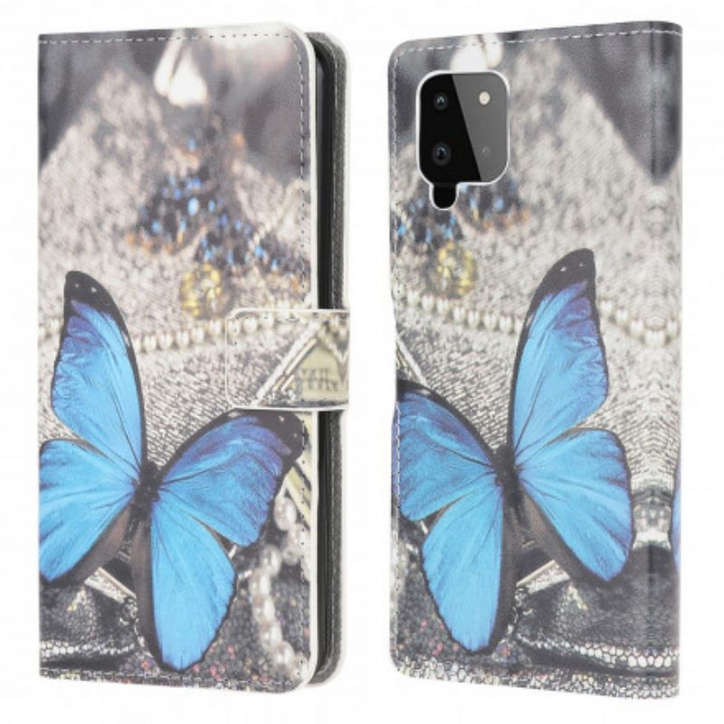 Custodia in pelle Samsung Galaxy A22 Farfalla Prestigio Blu