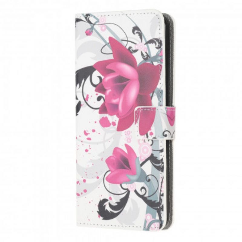 Custodia in pelle Samsung Galaxy A22 Fiori Tropicali