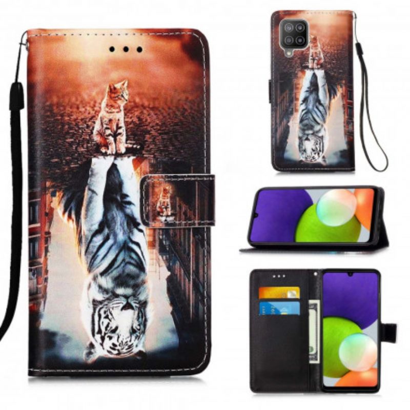 Custodia in pelle Samsung Galaxy A22 Gattino
