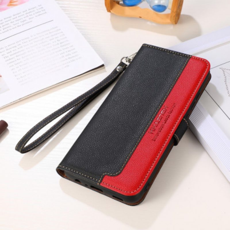 Custodia in pelle Samsung Galaxy A22 Lychee Style Rfid Khazneh