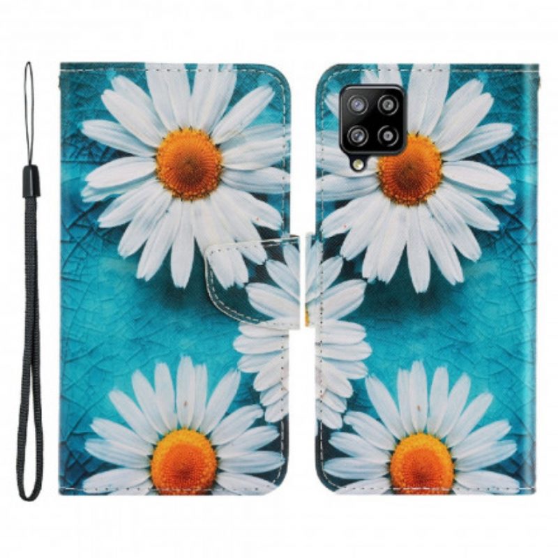 Custodia in pelle Samsung Galaxy A22 Margherite Perizoma