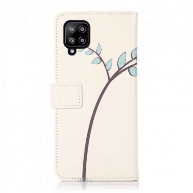 Custodia in pelle Samsung Galaxy A22 Paio Di Gufi Sull'albero