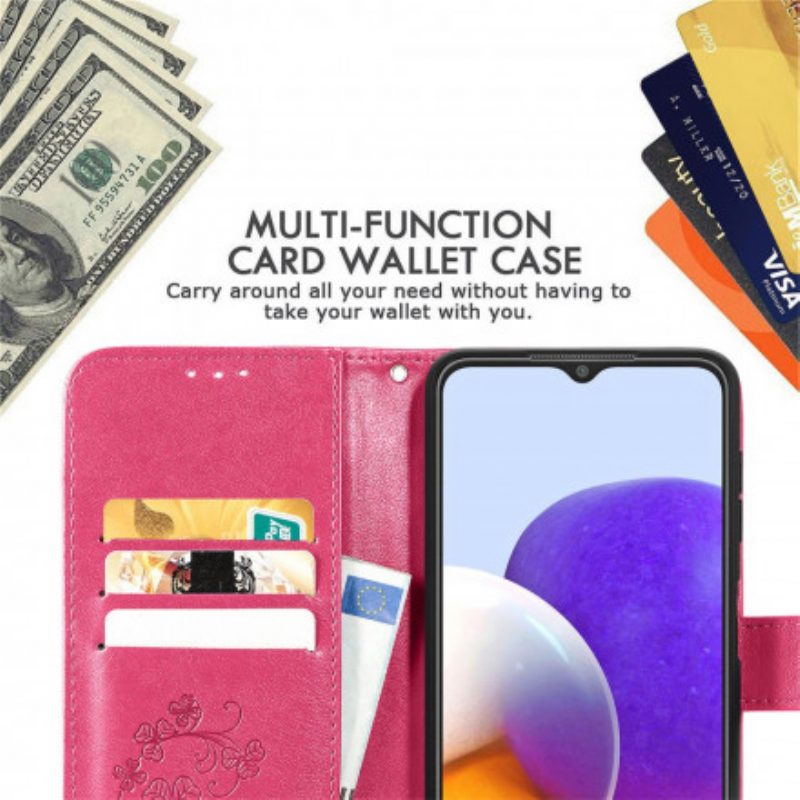 Custodia in pelle Samsung Galaxy A22 Quadrifoglio