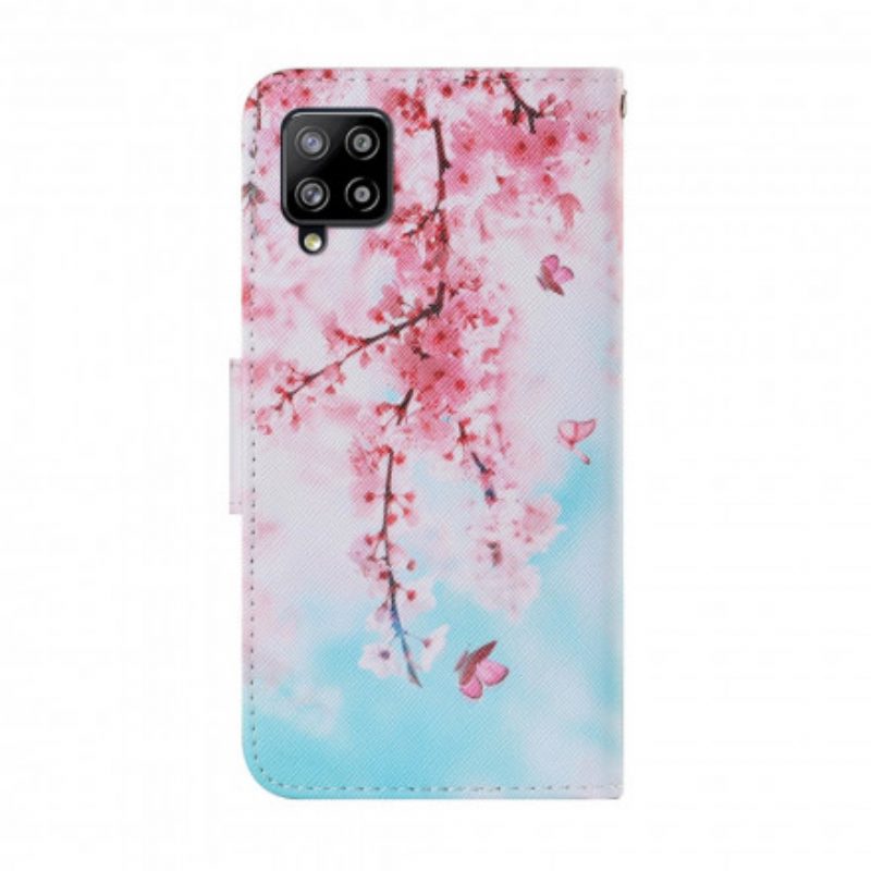 Custodia in pelle Samsung Galaxy A22 Rami Rossi Con Cinturino