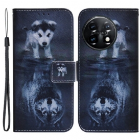 Custodia A Portafoglio OnePlus 11 5G Riflessione Del Cane