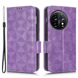 Custodia in pelle OnePlus 11 5G Folio Cover Doppio Lembo E Motivo A Triangolo