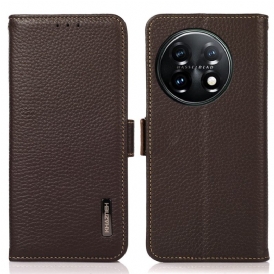 Custodia in pelle OnePlus 11 5G Pelle Litchi Khazneh Rfid