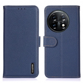 Custodia in pelle OnePlus 11 5G Litchi In Vera Pelle Khazneh