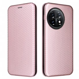 Folio Cover OnePlus 11 5G Custodia in pelle Fibra Di Carbonio Colorata