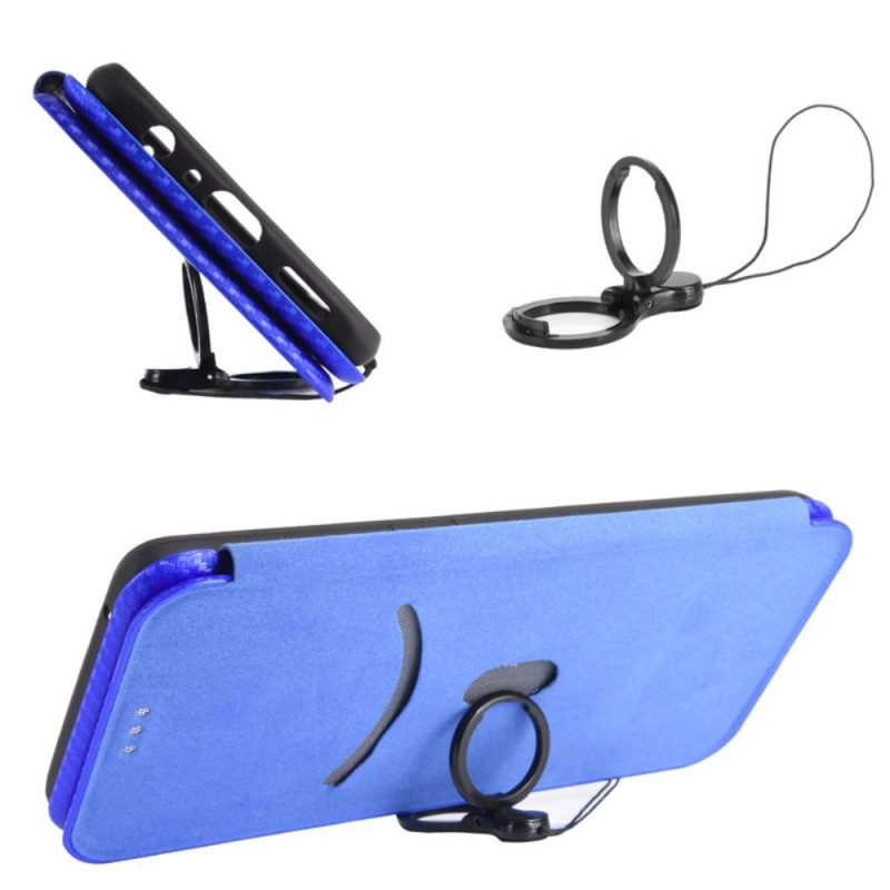 Folio Cover OnePlus 11 5G Custodia in pelle Fibra Di Carbonio Colorata