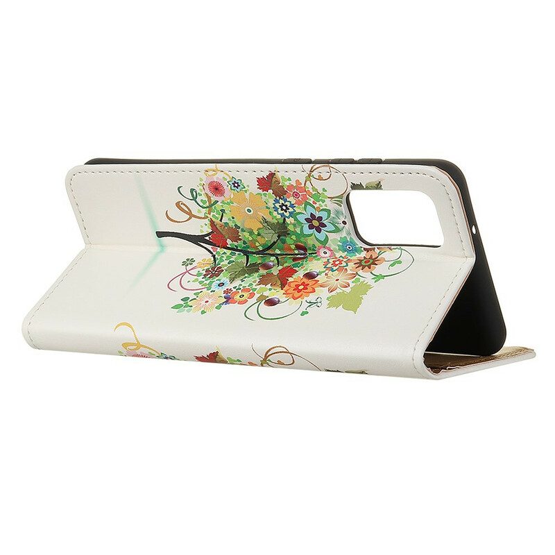 Custodia in pelle Samsung Galaxy A71 Albero In Fiore