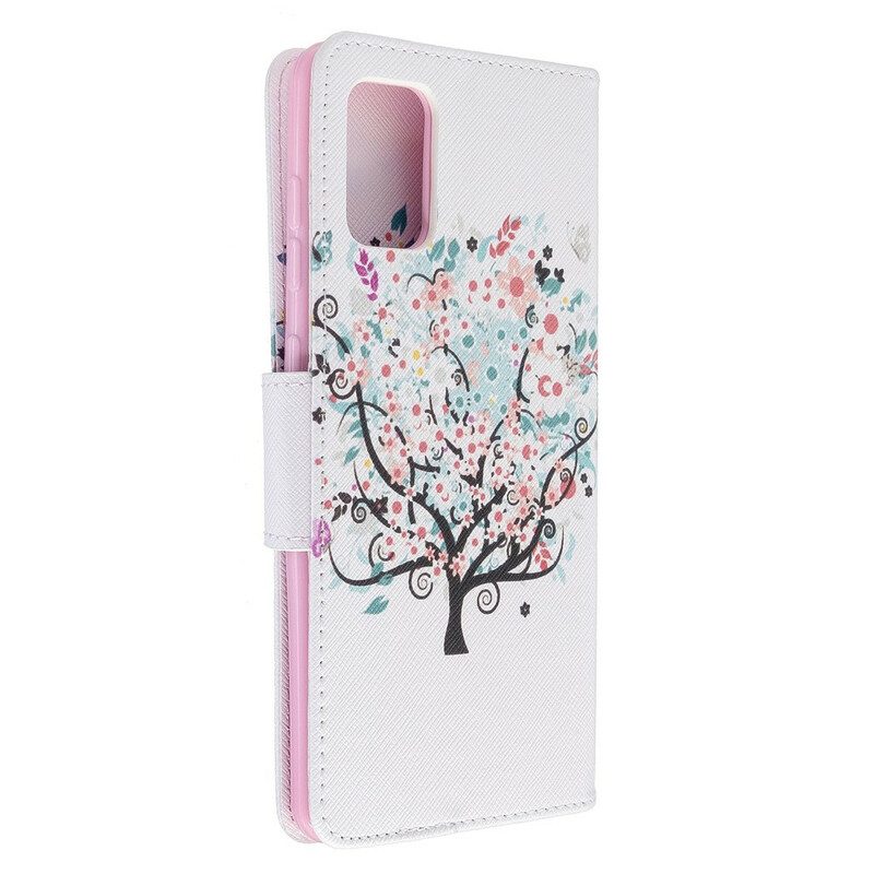 Custodia in pelle Samsung Galaxy A71 Albero Fiorito