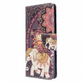 Custodia in pelle Samsung Galaxy A71 Elefante Indiano