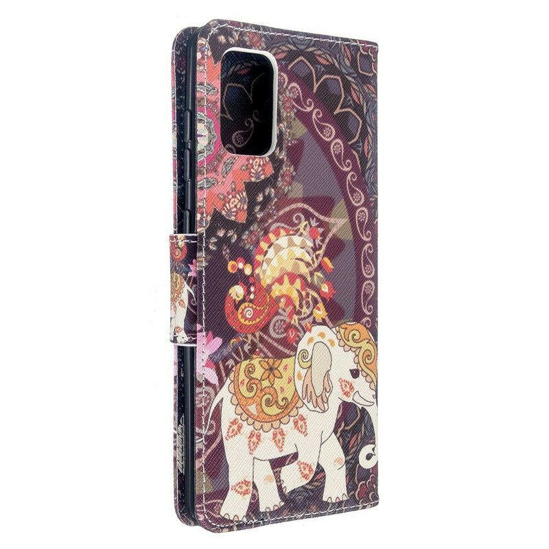 Custodia in pelle Samsung Galaxy A71 Elefante Indiano