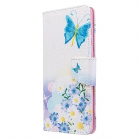 Custodia in pelle Samsung Galaxy A71 Farfalle E Fiori Dipinti