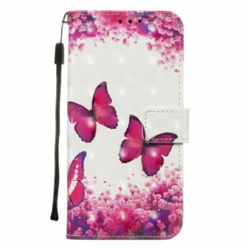 Custodia in pelle Samsung Galaxy A71 Farfalle Rosse