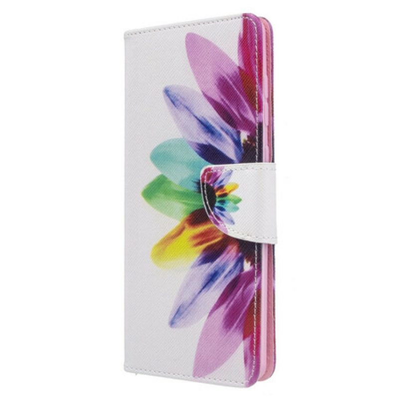 Custodia in pelle Samsung Galaxy A71 Fiore Dell'acquerello