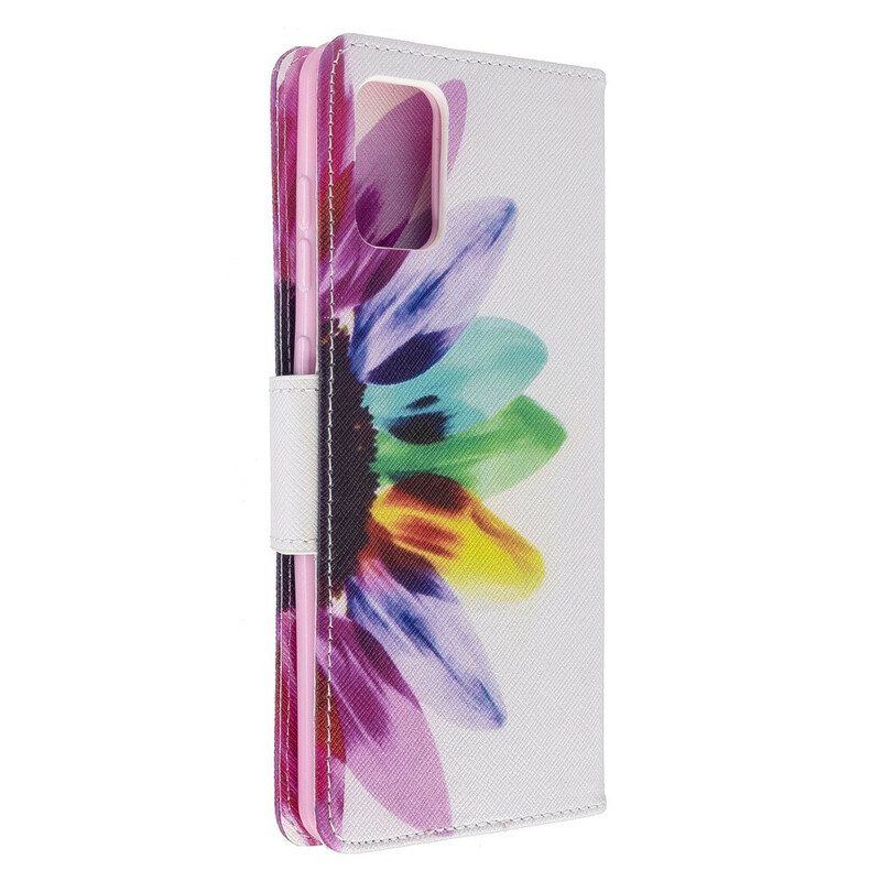 Custodia in pelle Samsung Galaxy A71 Fiore Dell'acquerello