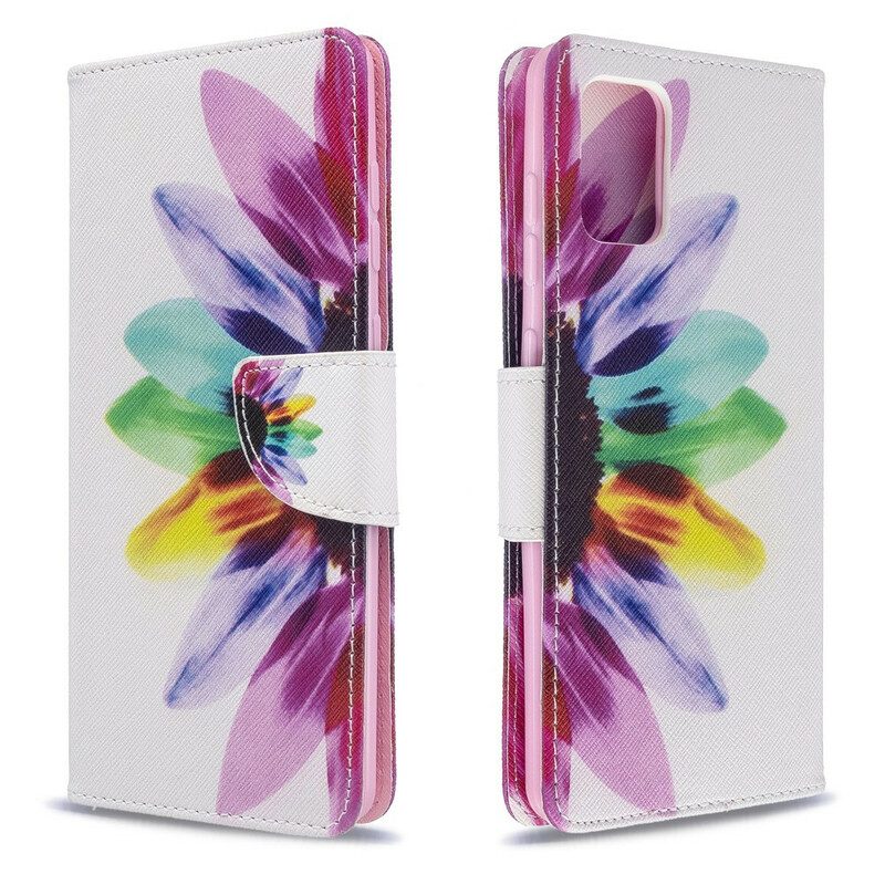 Custodia in pelle Samsung Galaxy A71 Fiore Dell'acquerello