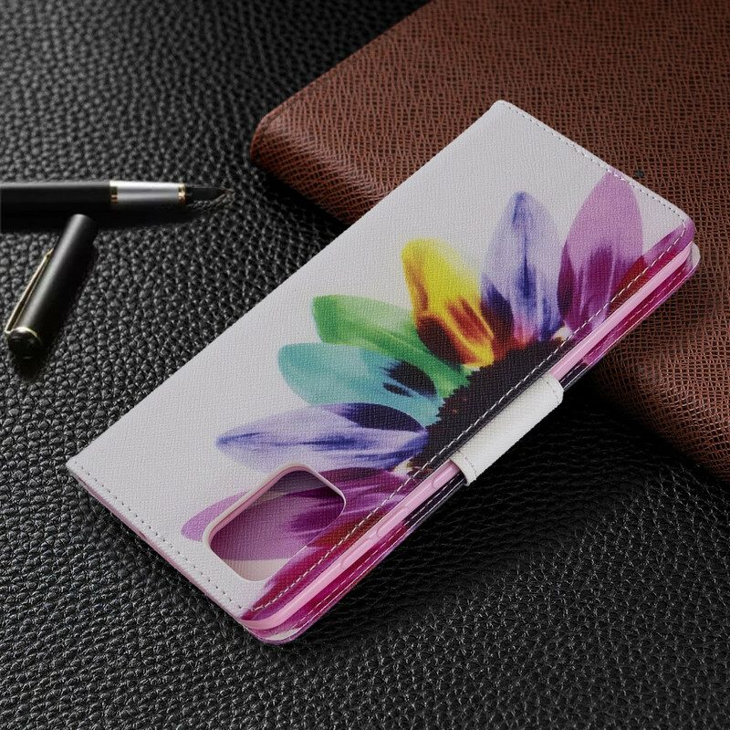 Custodia in pelle Samsung Galaxy A71 Fiore Dell'acquerello