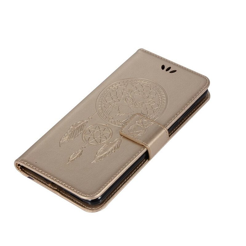Custodia in pelle Samsung Galaxy A71 Gufo Acchiappasogni Effetto Pelle